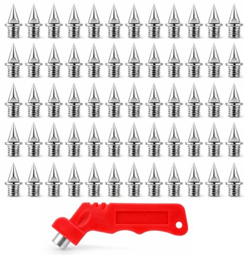 60PCS 6mm Track Spikes and Running Shoe Spikes with Wrench | Stainless Steel Pyramid Replacement Set for Sprint, Cross Country, Field Events and Athletics Shoes