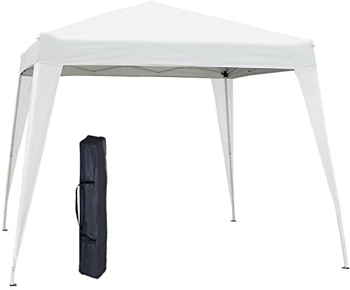 Outsunny Carpa Plegable 2,4x2,4m Cenador de Jardín Impermeable Diseño Pop Up de Acero y Cubierta de Tela Oxford Gazebo para Exterior Blanco