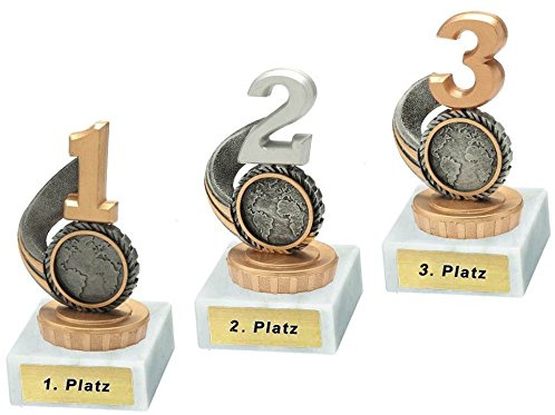 RaRu 3 Pokale für viele Verschiedene Sportarten mit Gravur (Würfeln)