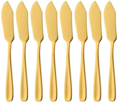 Buyer Star Cheese Butter Knife, Stainless Steel 6 Mini Desert Knives, Breakfast Slicer Sandwich Spreader,Set of 8