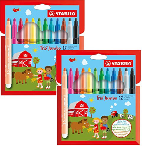 Dicker Filzstift - STABILO Trio Jumbo - 2x 12er Pack - 12 Farben