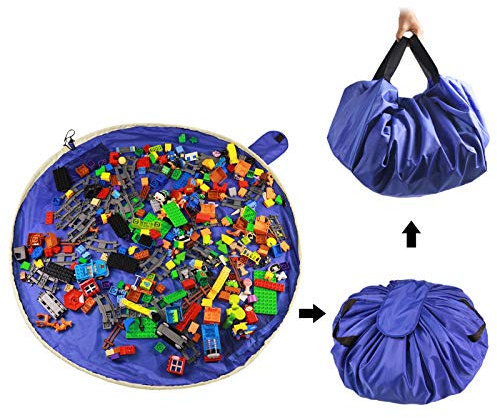 Giocattoli Raccogli Tappetino Borsa per Memorizzazione Lego - Portatile Giocattoli Organizer Contenitore per Bambini con Lip
