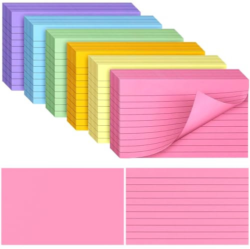 Bignc Index Cards Colored Notecards, 3 X 5 Inch Ruled Color Note Cards for School, Home & Office, Multi Colors Flashcards, Colorful Notecards,Pink Index Card Ruled, Purple Lined Flash Cards (600)