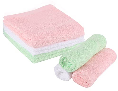 Lanjue 6 Pack Flannel Face Cloth, 12 x 12 Inch Soft Bamboo Face Cloth Face Towels Reusable Facial Clean Cloth Baby Wash Cloth for Women Kids Adult Spa Sport Beauty Routine