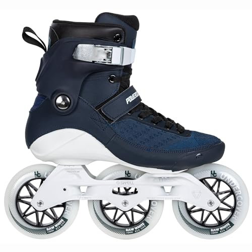 Powerslide Inline Skate Swell Navy 110 Triskate in blau/Navy - Inlineskate mit 3 Rollen in Gr. 38-47 für Damen und Herren - Inliner für Fitness und Marathon - Gr.46