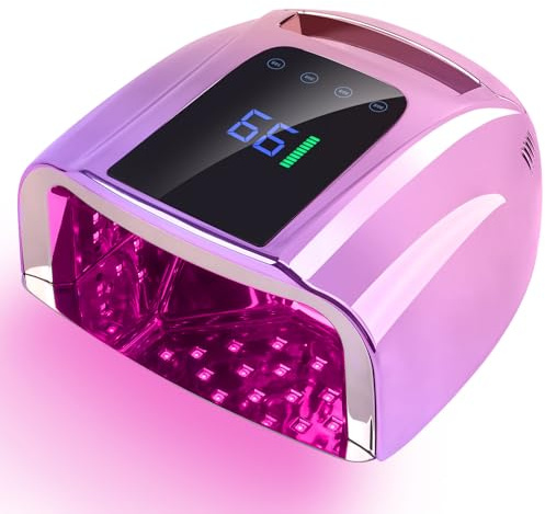 BOMOQING 96W Rechargeable UV LED Nail Lamp, Cordless UV Light for Nails with LCD Display Auto Sensor, 4 Timer Setting and Smart Sensor Nail Dryer,Nail Cure Light with Removable Bottom(Colorful)