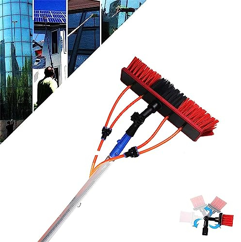 Gguwug pulizia fotovoltaico kit 3~15 m Asta per la Pulizia delle finestre,Spazzola Telescopica Alimentata ad Acqua,Spazzola per pannelli Pali alimentati ad Acqua/Tubo facile da installare