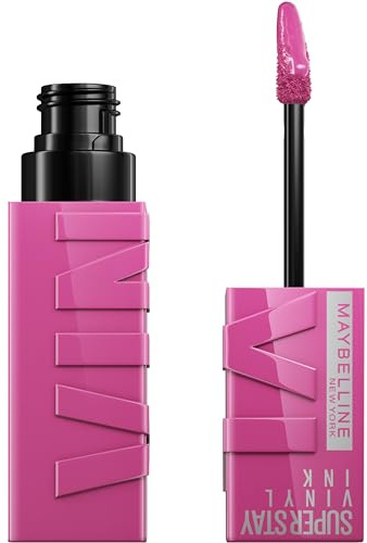 Maybelline New-York SuperStay Vinyl Ink Pink Flüssiger Lippenstift, Vinyl-Effekt, glänzend, dauerhafter Halt, Farbe: Edgy (165)