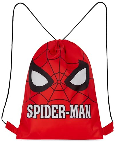 Disney Mochila Natacion con Cordón para Niños, 29 x 38 cm, Mochila Saco de Natación con Ventilación (Rojo Spiderman)