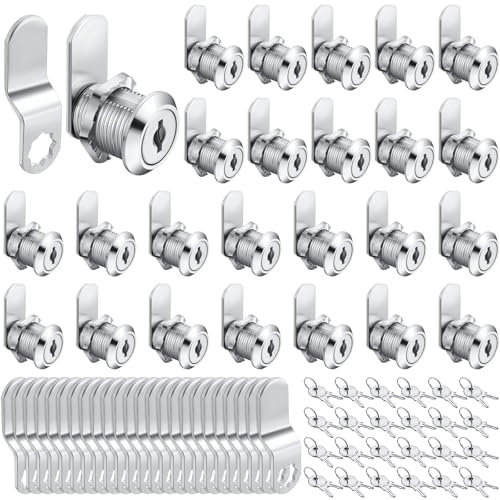 Kenning 24 Sets Cabinet Locks with Keys for Secure Drawer Mailbox RV Storage Box Replacement Lock, Zinc Alloy(3/4''Cylinder Length, 0.5'' Max Panel Thickness)