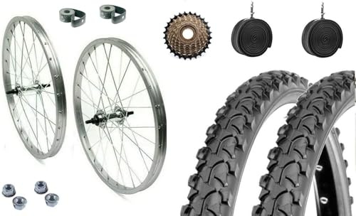 COPPIA CERCHI COMPLETI POSTERIORE + ANTERIORE 26 X 1.75 + COPERTONI 26x1.95 + CAMERE D'ARIA VALVOLA ITALIA + RUOTA LIBERA 7 VELOCITÀ PER CITY BIKE - OLANDA - BICI DA PASSEGGIO