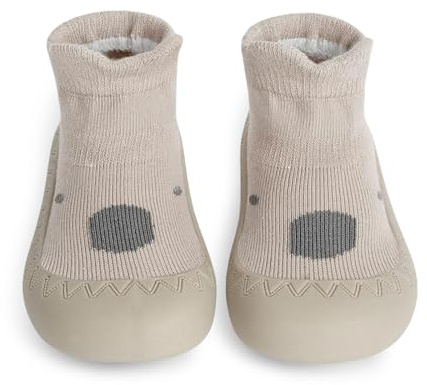 flintronic Zapatos Bebe Primeros Pasos, Zapatos Primeros Pasos con Suela de Goma, Zapatillas de Suela Blanda Antideslizantes y Transpirable para Bebés Niñas y Niños, Mapache Caqui, 6-12 Meses