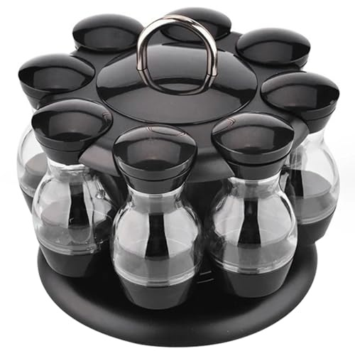 HOMEpice - Estante de carrusel con 8 tarros giratorios, para almacenamiento de cocina, armario, tocadiscos con asa, ahorro de espacio, estante de especias para nización en el hogar