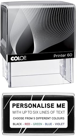 Premium Personalised Custom Made Self-Inking Business Company Address Rubber Ink Stamp - Up to 6 Lines of Customised Text - 77 x 30mm