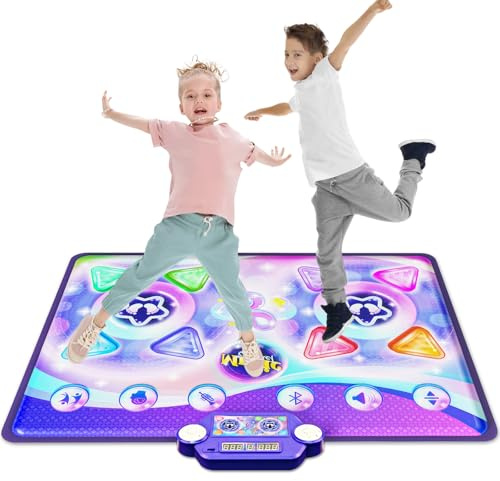 Weinsamkeit Tanzmatte Kinder, Weihnachts Geburtstag Geschenke für Mädchen Jungen Alter 3-12Jahre, 4 Spielmodi und 9 Schwierigkeitsstufen, Drahtloser Bluetooth, Musical Tanzmatte Spiel, Musikmatte