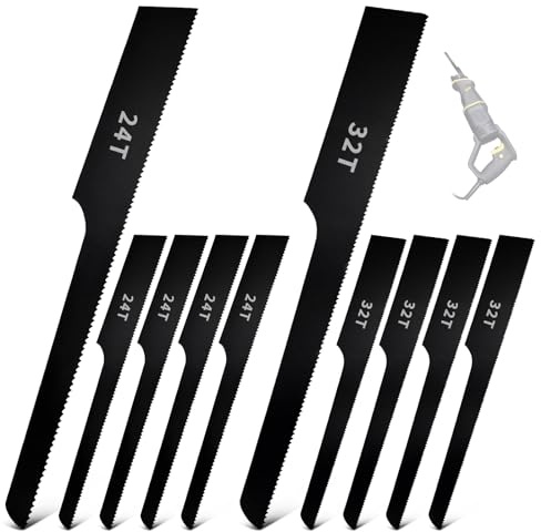 Sägeblätter Sägeblatt Druckluftsäge für Karosseriesäge 24-32T - 10 Stück Karosserie Ersatz Sägeblätter 24T 32T fein gezahnt mit Breitem Endstück, Sicheren Halt, Schnittstark, für Holz, Metall, PVC