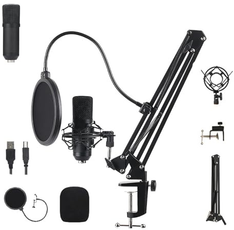 Micrófono USB Condensador Cardioid Micrófono 192 kHz/Micrófono de estudio de estudio profesional enchufe de 24 bits de 24 bits, adecuado para grabación, transmisión en vivo, juegos, canto