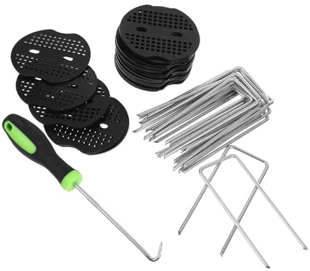 BIUDECO Clavos para Césped Forma de U de Acero Galvanizado 4X10 CM Pack de 20 Unidades con Gancho para Fijación de Mallas Cercas y Cubresuelos Jardinería