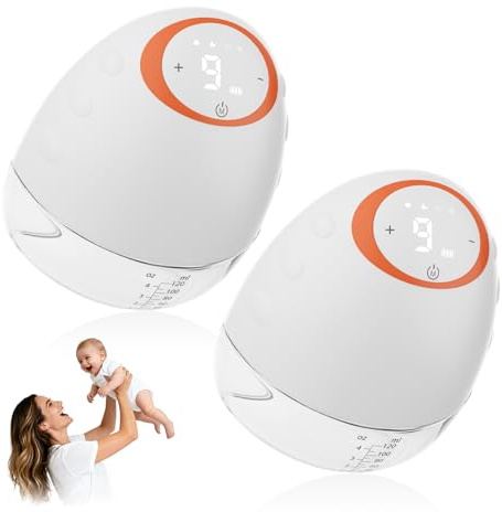 Tiralatte elettrico a mani libere - 2 tiralatte portatili da 120 ml con 4 modalità e 9 livelli, tiralatte ricaricabile con display a LED, spegnimento automatico da 20 minuti
