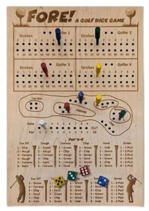 Golf Juego de Dados Tablero Juego de Mesa Puzzle de Madera Juego Portátil de Estrategia y Diversión para Entrenamiento Mental Adecuado para Familias