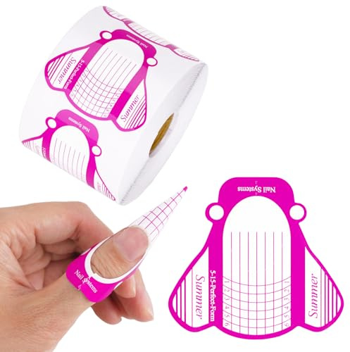 G2PLUS Nail Forms for Gel Builder, 500PCS Nail Extension Forms, Rose Nail Forms for Acrylic Nails, Reusable Nail Tip Guide Stickers for DIY and Home Use Salon Supplies