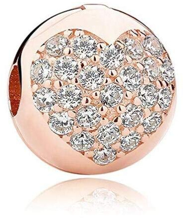 Charm in argento Sterling 925 a forma di cuore con clip per braccialetti Pandora. e Argento, colore: Oro rosa, cod. YS-S193