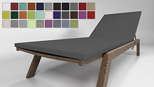 Rollmayer Sitzkissen für Sonnenliege Auflage Polster für Gartenliege Liegestuhl Strandliege Kollektion Vivid (Grafit 33, 190x54x4cm - 1 Stück)