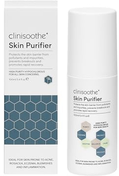 Clinisoothe Skin Purifier 100 ml HOCl Spray – Ansiktspray med Hypoklorsyra – Skyddar dagligen mot föroreningar och orenheter – Hudvård för känslig hud med tendens till orenheter