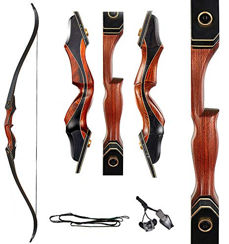 TOPARCHERY Archery 60 Takedown Hunting Recurve Bow for Adults Practice Competition Longbow with Stringer Tool Right Hand Black (40.00)