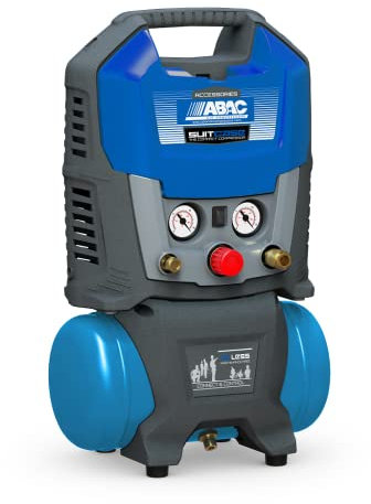 ABAC Tragbarer Druckluftkompressor im Kofferdesign 6, Ölfreier Kompressor mit Flexiblem Schlauch, Eingebautes Manometer, Maximaldruck: 8 Bar, Leistung: 1,5 PS, Geräuschpegel: 97 dB LwA