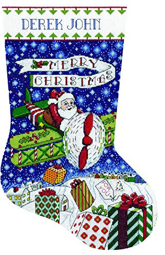 Airplane Santa Cross Stitch Stocking Kit