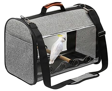 Liudan Bird Cage Bird Bird Travel Carrier Transparent Parrot Bird Cause Backpack Handles with Double Zipper Design Bird Transport Box Cage