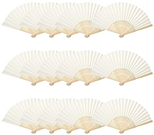 Woohome 15 PCS Hand Fan Foldable Paper Fan for Dancing, Part, Picnic, Wedding Party Gift, Guest Favour Wedding Decoration (White)