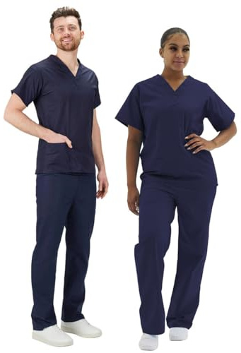 Interweave Healthcare Mens Scrubs Uniform Navy, Unisex Medical Scrubs, Top & Trousers Size XXL Blue
