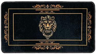 Belle Arti Badezimmerteppich Badematte Duschmatte Badvorleger Duschvorleger Löwe Motiv in schwarz Gold - rutschfest waschbar Fussbodenheizung geeignet flauschig - 50 x 90 cm, Design1: Löwe