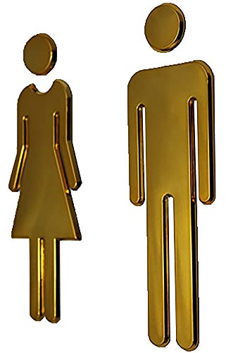 Segnaletica for WC,Segnale for bagno,Segnale for WC moderno in acrilico da 7,8 pollici con retro adesivo Segnaletica for WC for uomini e donne,Adesivi murali Targhe for WC/Oro/20 * 6Cm ( Color : Gold