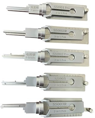 RLOKK 5-teiliges SS001 SS002 SS002R SS003 SS003R Dietrich- und Decoder-Werkzeug für zivile Türschloss, professionelle Schlosserwerkzeuge, Schnellöffner