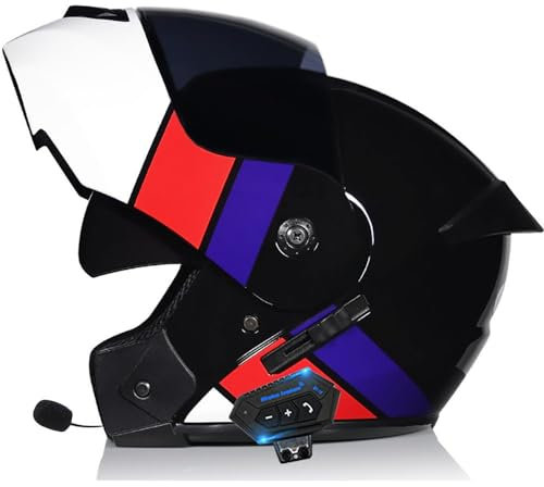 Helm Motorrad mit Bluetooth Musik Modularer Bluetooth-Helm Klapphelm Motorradhelm ECE Zertifiziert Damen Full Face Integralhelme vollvisierhelm leise sturzhelm Motorrad Herren