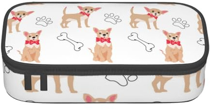 Chihuahua Chiens Mignons Et Bol, Trousse à Crayons, Trousse à Crayons, Trousse à Crayons de Grande capacité, Trousse à cosmétiques