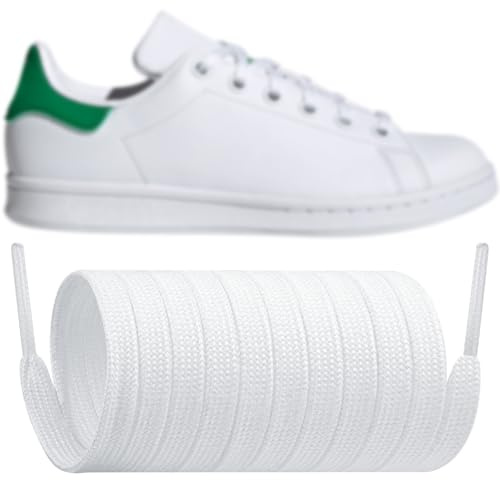 Endoto Lacet pour Adidas Stan Smith Chaussures, Remplacement Plats Lacets Laces pour Basket - Blanc, 45 pouces