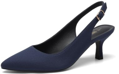DREAM PAIRS Escarpins Femme Petits Talons,Size 43,Marine-Daim-1
