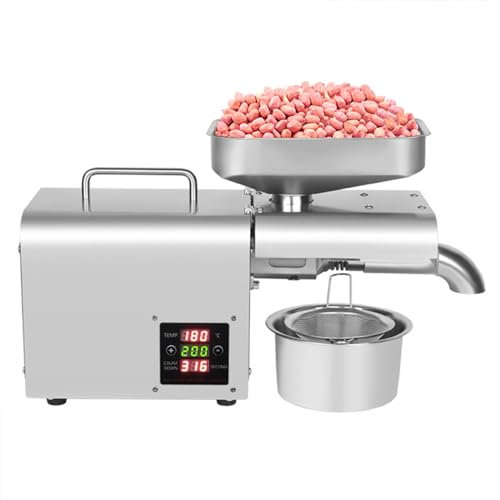 Presser Ölpresse Maschine Ölmühle Öl Presse Extraktion Expeller Automatische Heiß-/Kaltöl- Extraktionsmaschine Edelstahl Extractor 750W für Leinsamen Erdnuss Hanfsamen Sesam Druckstange