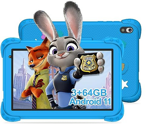 YUMBOT Tablet para Niños 8 Pulgadas Android 11, 3GB RAM 64GB ROM(256GB TF),Tablet Infantil con Control Parental,4000mAh,Doble Cámara,Bluetooth,WiFi,Youtube,Estuche Protector Tablets Niños,Azul