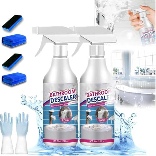 Potente limpiador de manchas difíciles, limpiador de espuma multiusos para baño, spray de espuma descalcificador de baño multiusos, limpiador descalcificador de baño, potente agente de limpieza