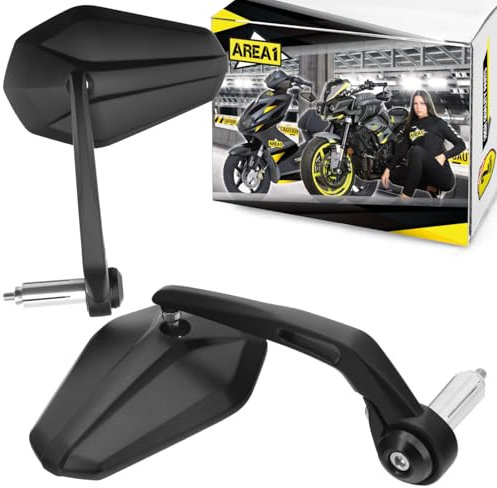 Area1 Premium Motorrad Lenkerendenspiegel Rückspiegel Set, Egeprüft passend für z.B. Duke SMC/R MT07 MT09 MT125 Z900 Z650 Z500 Z125 CMX CB Hornet SV650 GSXS GSF Bandit R12 S1000 Tuono RnineT Scrambler
