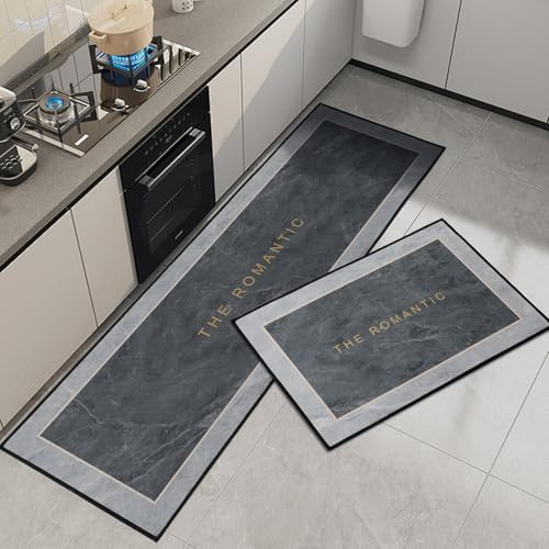 7VSTOHS Tappetini da Cucina 2 pezzi, Tappeto Cucina Antiscivolo, Antiscivolo Impermeabile PVC Tappeti da Cucina, Lavabile, Adatto per Corridoi, Cucine, Bagni, 40x60+40x120cm