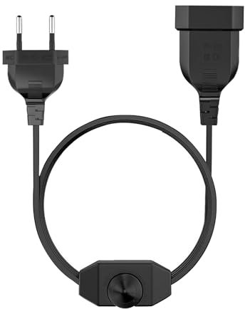 Powice Variateur LED avec interrupteur, variateur de 3 m pour lampes LED, prise plate européenne avec interrupteur à variateur pour lampes LED 220-250 V/100 W Max, prise de variateur pour lampes LED