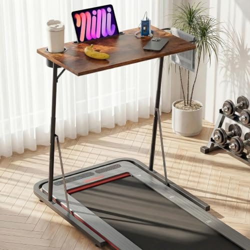 WUDLEP Treadmill Desk, Adjustable Bike Trainer Desks, Portable Workstation