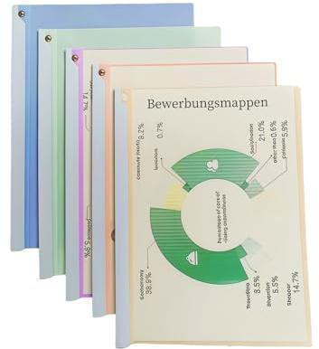 Lot de 8 porte-documents de candidature avec rails de serrage (série Natural Colour, rotation à 90 °, design riveté, facile à ouvrir et à fermer, peut contenir 1 à 40 documents A4 à feuilles volantes.