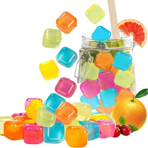 KEELYY Lot de 60 Glaçons Réutilisables en Plastique, sans BPA, pour Refroidir les boissons, Cocktails, Whisky, Vin, Multicolore